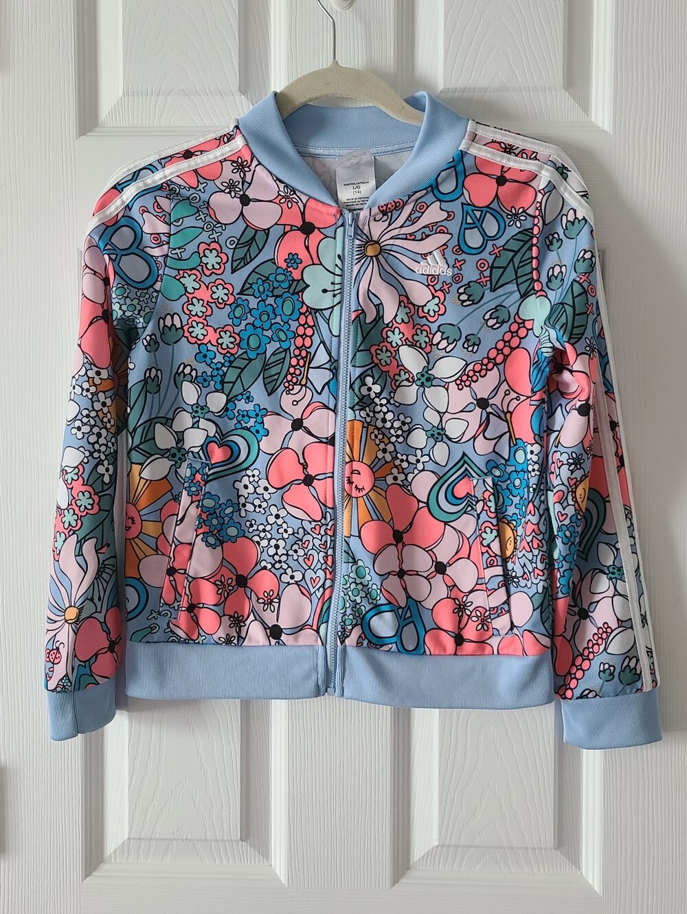 Adidas Floral Print Full Zip Track Jacket